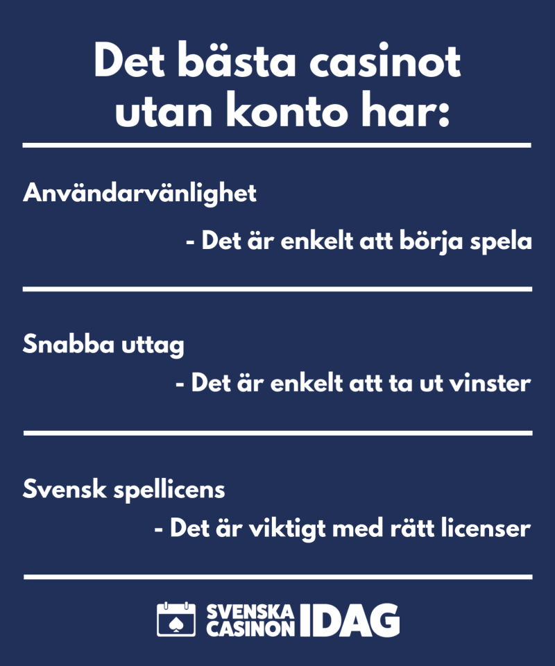 3 krav för ett casino utan konto
