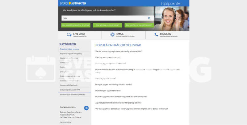 Sverigeautomaten support