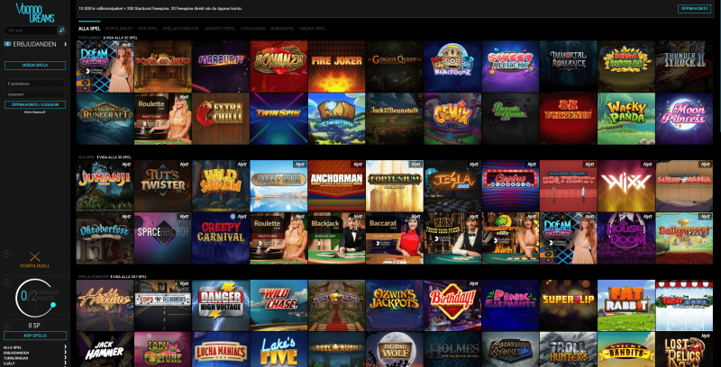 voodoodreams spelutbud