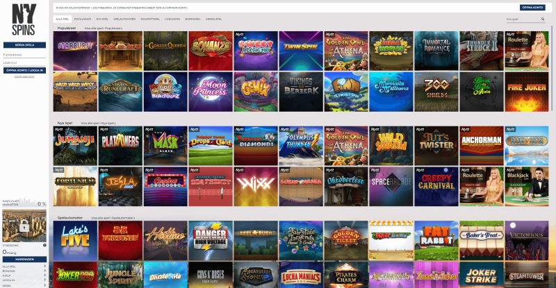 NYspins spelutbud