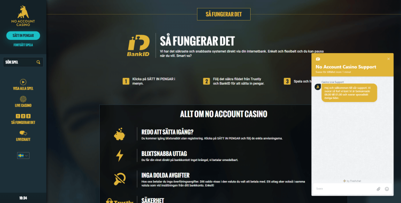 No Account Casino support