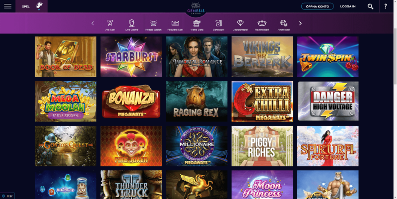 genesis casino spelutbud