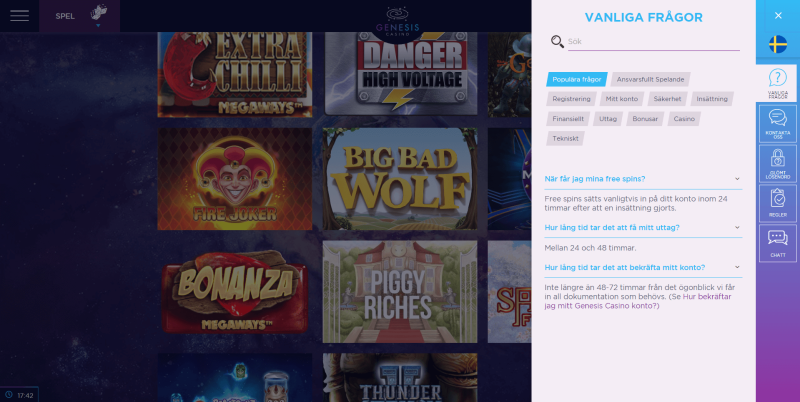 genesis casino support