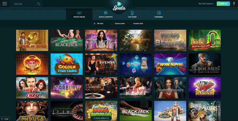 Spela casinos spelutbud
