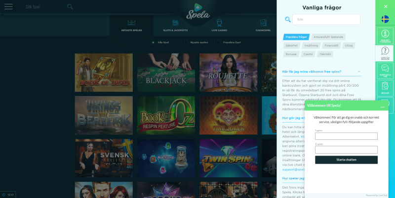 Spela Casino kundtjänst