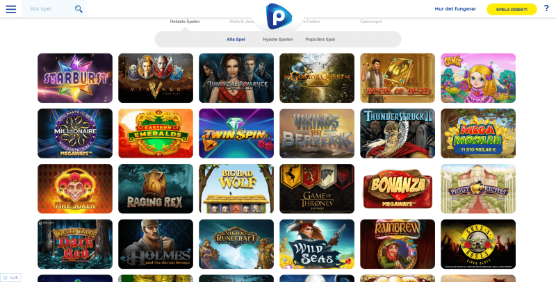 Pelaa casinos spelutbud