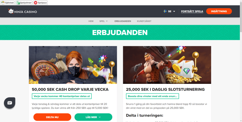 Ninja casino erbjudanden