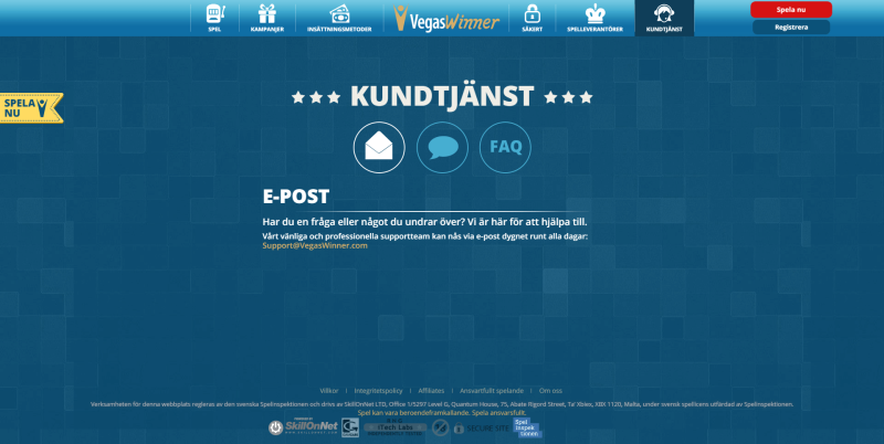 Vegas Winner kundtjänst