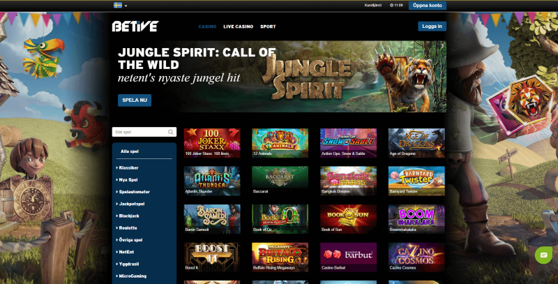 Spelutbudet på Betive Casino