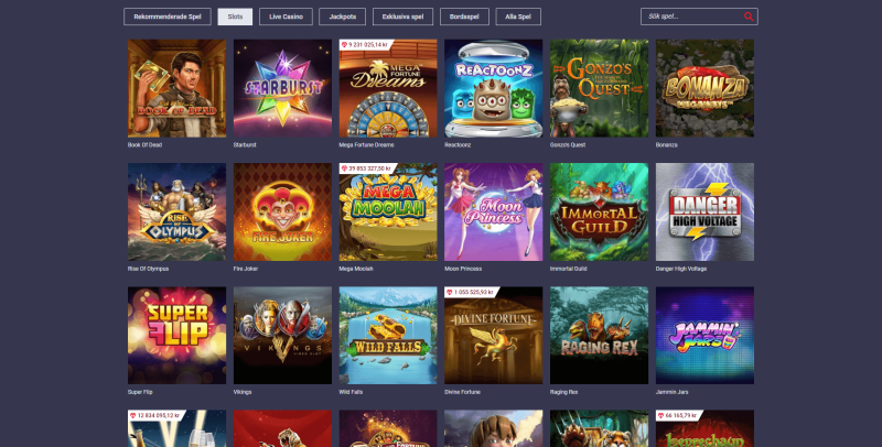 spelbiblioteket hos Maria Casino