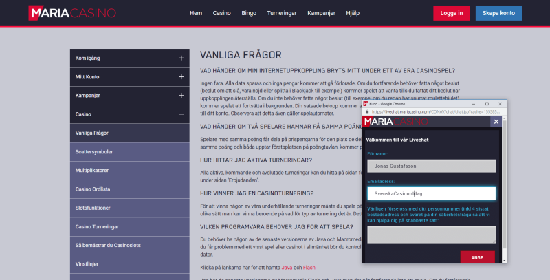Maria Casinos kundtjänst