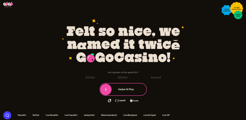 Gogo Casino startsida