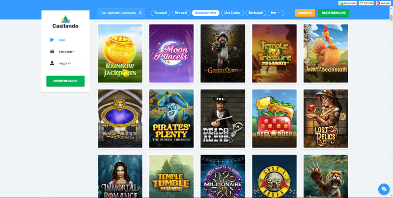 Spelutbud på Casilando