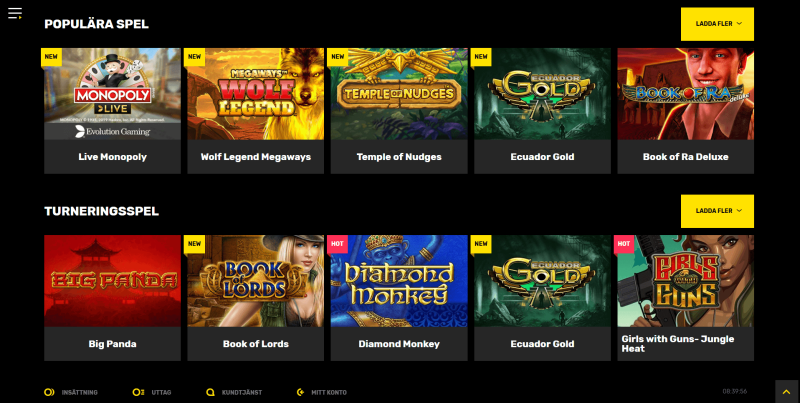 Slots och spelutbud Hyper Casino