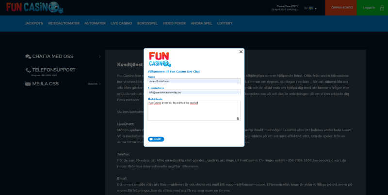 Fun Casino kundtjänst
