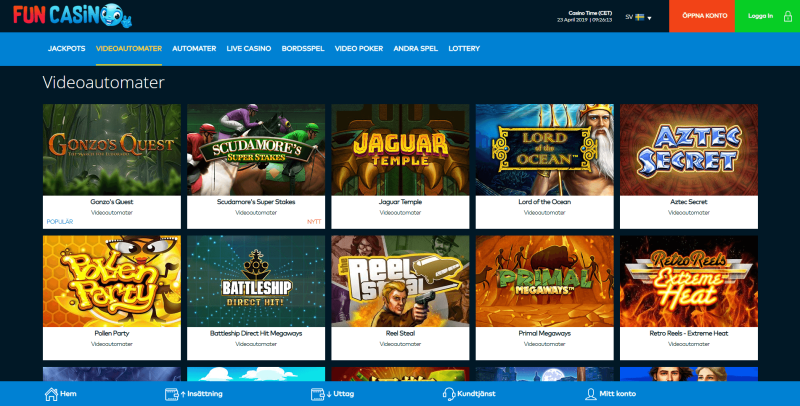 spelutbudet på Fun Casino