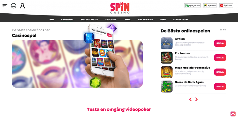 casinospel på Spin Casino