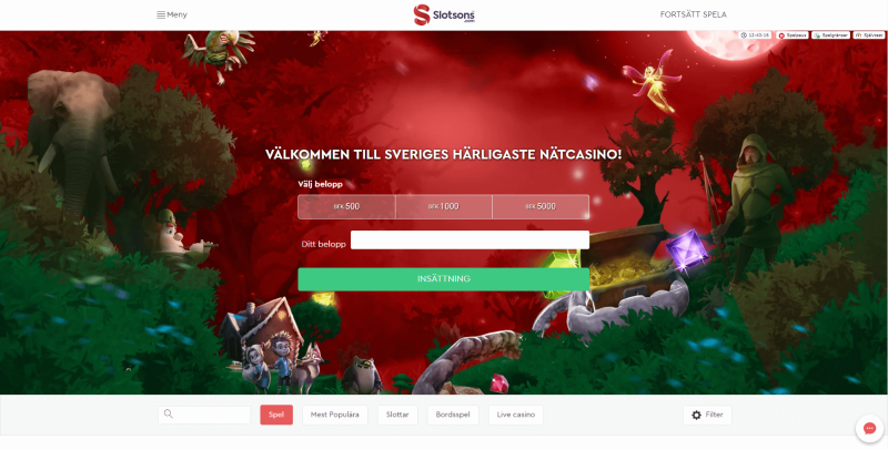 Slotsons startsida