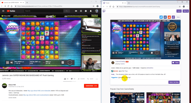samma vinstträff i två separata jammin jars.