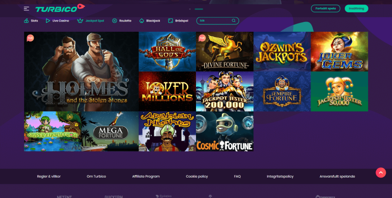 Jackpotslots hos Turbico Casino