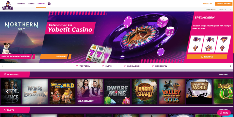 Live casino och slots hos Yobetit