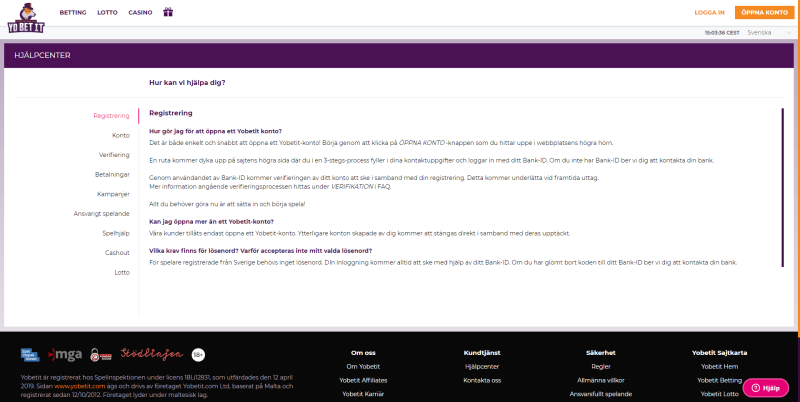 Yobetits kundtjänst och hjälpcenter