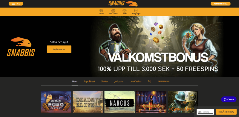 Snabbis Casino med välkomstbonus