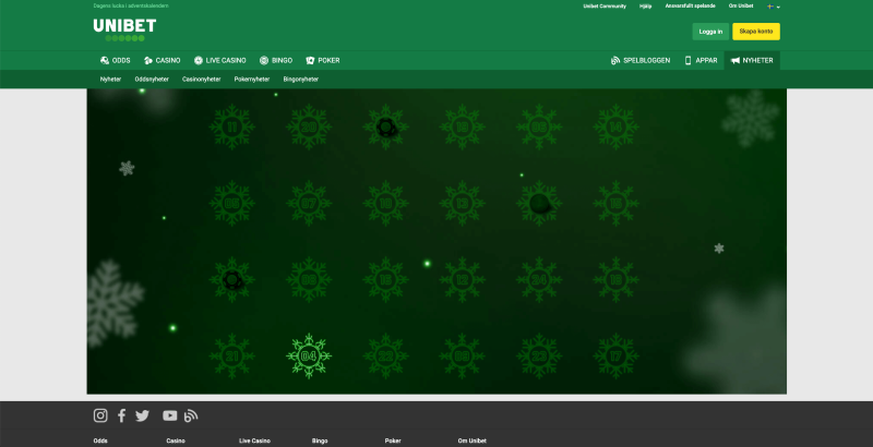 Unibet julkalender 2019 odds