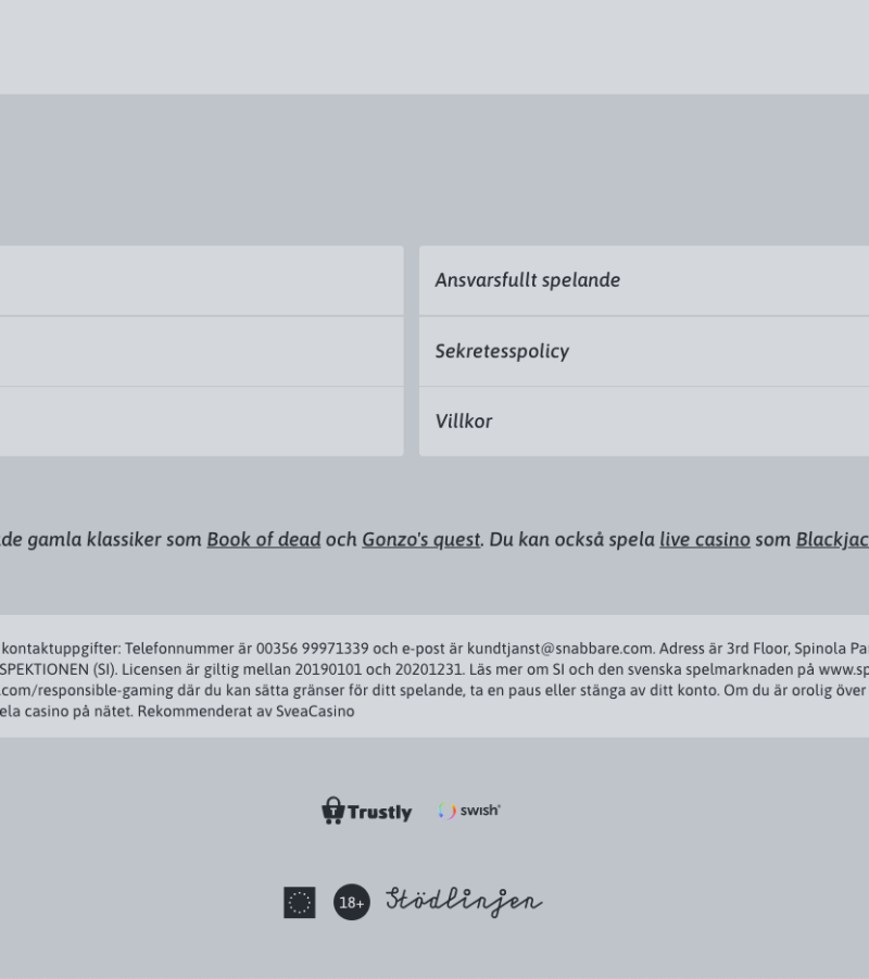 Casino med Trustly syns tydligt på spelsidan