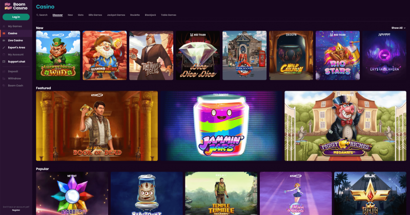 Boom Casino med många casinospel