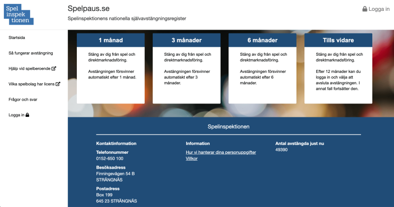 Spelinspektionens verktyg Spelpaus